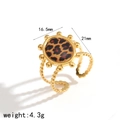 18k vergoldeter Edelstahlring mit ovalem Leopardenmuster und Perlenbesatz am Band - Perlenbesetzter Ovaler Leopard-Stil (TR4489)