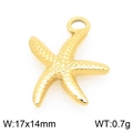 Golden starfish pendant charm in stainless steel for DIY jewelry making 17x14mm - Gold Sea Star (KLJ9933-Z)