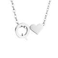 Collana in acciaio inossidabile argento con lettera Q maiuscola e ciondolo a cuore - Q-Acciaio