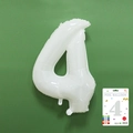 White number 4 foil balloon with metallic finish and packaging card on green background - 40-inch White 4-strap Paper Card