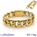 Bracciale a catena cubana larga 20mm in acciaio inossidabile dorato da uomo con chiusura - Oro KB136712-BD