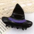 Halloween wizard hat hair claw clip in black with purple band for festive hair styling - Witch Hat