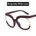 Montura de gafas cat-eye en color burdeos y dorado con lentes claras anti-luz azul - Borgoña / Lentes Transparentes