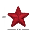 Red embroidered star patch with dense stitching and 3cm size measurement on white base - Embroidered Star / Red