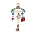 Broche cintre de Noël avec breloques en émail, chaussettes et bonnet sur fond blanc pur - C1758-3-Ensemble de pendentifs de cintre F