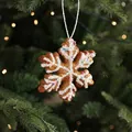 Gingerbread style snowflake Christmas ornament with white frosting and colorful sprinkles - Snowflake
