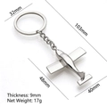 Polished silver alloy airplane keychain model with 48mm fuselage and 17g net weight - X-1349 Single-Engine Aircraft