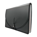 Black A4 expanding file folder with multi-layer pockets and elastic cord closure - Black Rainbow Inner [25 Grids] Edged Style