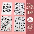 Set of four mini cow-themed notebooks with 32 pages each in portable 85x120mm size - Milk Cow Bobo
