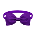 Adjustable solid dark purple pet bowtie for cats and dogs with textured ribbed fabric finish - Deep purple