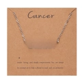 Silver stainless steel Cancer zodiac necklace with gothic font pendant on backing card - Silver-Cancer
