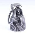 Gothic Grim Reaper skull bell pendant in antique silver finish with scythe detail - Retro Silver (Pendant + Keychain)