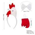 Panoplie de déguisement de coq avec bandeau tête, nœud papillon et accessoires pieds - Ensemble 3 Pièces Coq Blanc