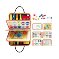 Orange toddler busy board with buckles, zippers, and educational alphabet felt pieces - Floral Print 5-Page Style (with Markers) / 44x28cm