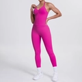 Yoga-Set in Hot Pink mit geripptem Sport-BH und nahtloser Leggings mit hoher Taille - Drachenfrucht