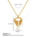 Collana a cuore dorata con perla in vetro e dettagli sulle dimensioni del prodotto - XL148 Perla Bianca Collana Oro