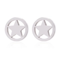 Minimalist silver stainless steel stud earrings featuring a hollow star design for girls - Pentagram / Steel