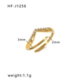 Irregulärer goldener V-Ring aus Titanstahl mit funkelnden Zirkonia-Steinen - Einstellbar Offen / V-förmiger Strass-Stil (HF-J1256) / Gold