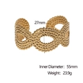 Detailansicht goldener Edelstahl-Armreif mit aufwendigem gewebtem Texturmuster-Design - Breite Version (27mm) / Gold