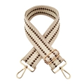 Dettaglio della tracolla intrecciata bicolore con moschettoni in metallo dorato lucido - Beige Caffè