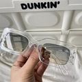 Retro rectangle oversized sunglasses with transparent frames and grey gradient lenses - Rectangular Transparent Gradient