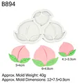Moule en silicone pêche avec feuilles pour décor de gâteau et chocolat - 7# Gris (B894)