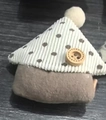 Handmade brown fabric mushroom hair clip with grey polka dot cap and beige pompom detail - 10# Button Polka Dot Decorated Hair Clip