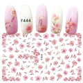 Pink cherry blossom nail art stickers F444 with delicate petal designs for spring manicures - F444 (Sakura Petals)