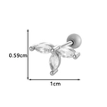 Silver marquise cluster flower cartilage stud earring with screw ball back detail - 3-Marquise Floral Style (024-2 Silver)