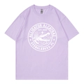 Light purple short sleeve T-shirt with circular Alligator Alcatraz print design - Lavender
