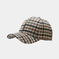 Close-up of vintage plaid tweed baseball cap showing thick woven texture and color detail - Adjustable / Gray
