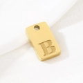 Minimalist square stainless steel pendant featuring engraved letter B in golden finish - Letter B(KLJ9808-Z) / Gold