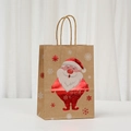 Christmas kraft paper gift bag with Santa Claus and HO HO HO gold foil print - 025-5 Santa Claus