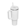 White 40oz stainless steel travel tumbler with handle and reusable straw for car use - Second Generation 40oz Cream White / 40oz