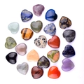 Mix of twenty assorted heart-shaped natural gemstone carvings in vibrant polished colors - Natural Materials Mixed Colors
