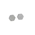 Modische silberne sechseckige Ohrstecker mit funkelnden klaren Zirkoniasteinen besetzt - Silber Einfaches Hexagon