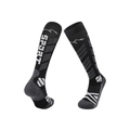 Black merino wool ski socks with white sport logo and grey patterned performance details - 8215 Black/White