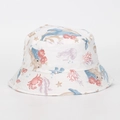 Cappello a secchiello bimbi in cotone bianco con stampe di animali marini per il sole - 51-52CM / Stampa Vita Marina (1#)