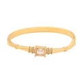 Bracciale rigido dorato aperto con cristallo quadrato e zirconi scintillanti - Stile Pietra Principale Quadrata Con Zirconi (3#)