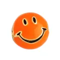 Orange enamel smiley face bead with gold edging for DIY jewelry making and crafts - Round Smile-Orange