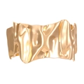 Exaggerated wide gold cuff bracelet featuring a unique liquid metal wrinkled design - Wrinkled Texture Open Bracelet (12269) / Gold