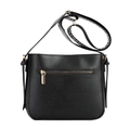 Grande borsa a secchiello in pelle PU nera con tracolla larga fantasia da donna - Nero