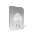 Transparenter selbstklebender Wandhaken mit silbernem Metallhaken und Blumenmuster - Gebürstetes Silber Haken