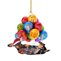 Christmas dachshund dog ornament with colorful balloons and santa hat for tree decoration - Balloon Style