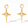 Orecchini pendenti dorati in acciaio inossidabile con perni in madreperla e stelle - Placcato Oro 14K (KDE905)