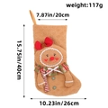 Gingerbread man plush Christmas stocking with red bow and stripe candy cane detail - Gingerbread Man Christmas Stocking (Female)