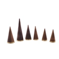 Set van 6 walnoothouten ringhouders met gouden koperen voet voor sieradenopslag - Walnoot Messing Basis Ringhouder Set