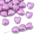 Perline di ceramica viola a forma di cuore per gioielli fai da te con fori laterali - Viola