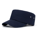Gorra militar de algodón azul marino para hombre con parte superior plana y ajuste trasero - Azul marino