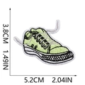 Detail view of green sneaker embroidery patch showing 5.2cm x 3.8cm dimensions - Sneaker (W20XN-058-09)